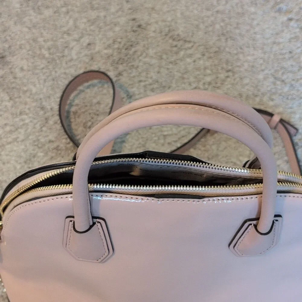 Michael Kors Pink Patent Satchel Top Handle Bag Detachable Chain Strap Zip